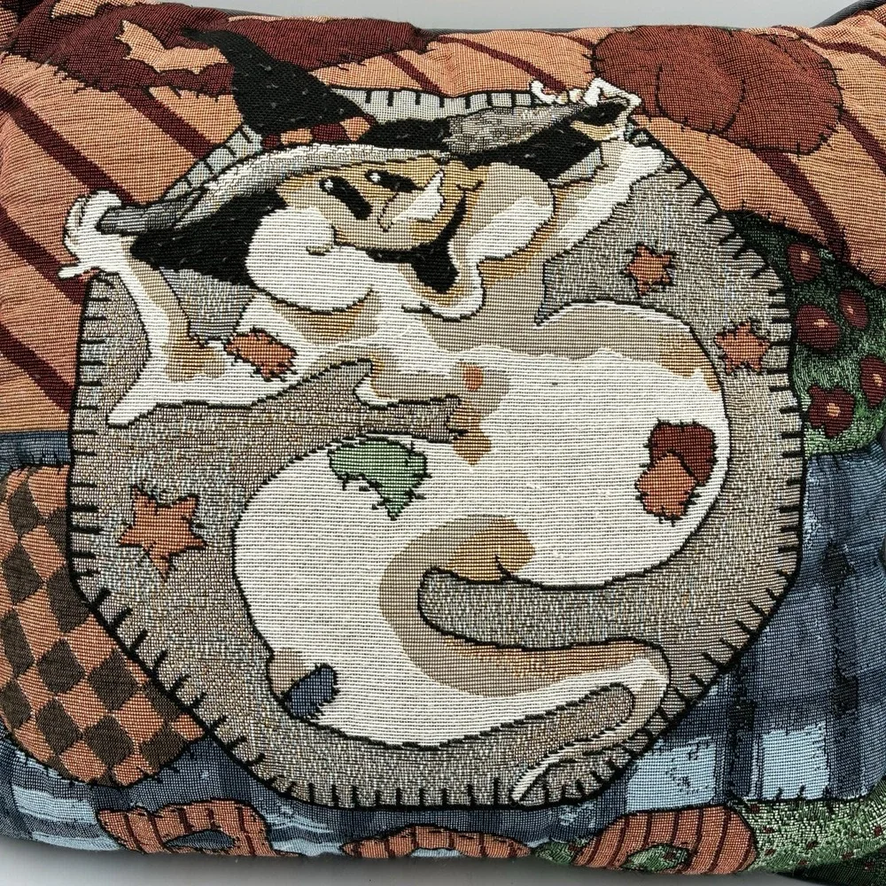 Vintage Halloween Ghosts Tapestry Style Throw Pillow‎ Decor Boo